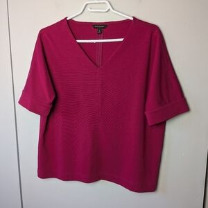 BANANA REPUBLIC Women Pink Shirt V Neck Size Small Stretch Classic Style